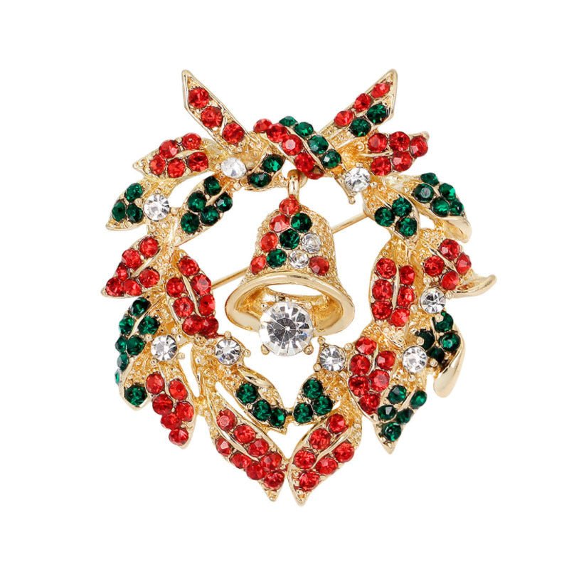 Christmas Wreath Brooch - Sparkling Holiday Accessory
