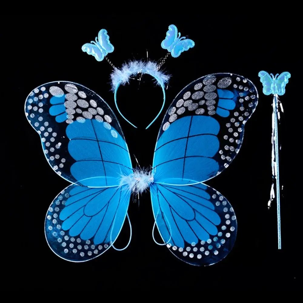 Magical Fairy Costumes Set - 4Pcs With Wings, Tutu & Wand