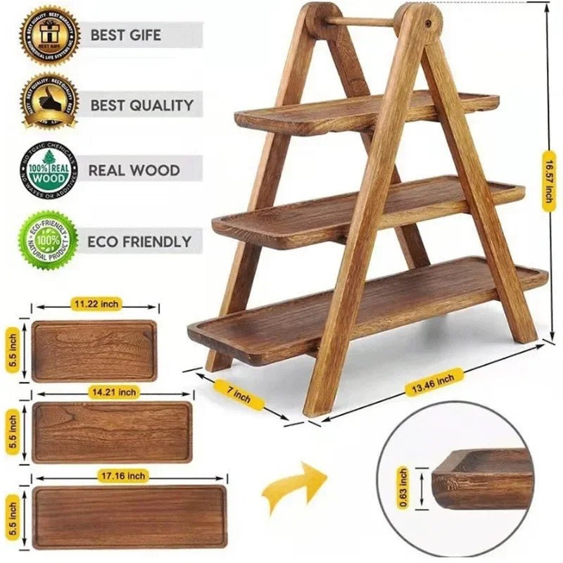 Farmhouse 3 - Tier Wooden Serving Tray - Cake Pops Parties