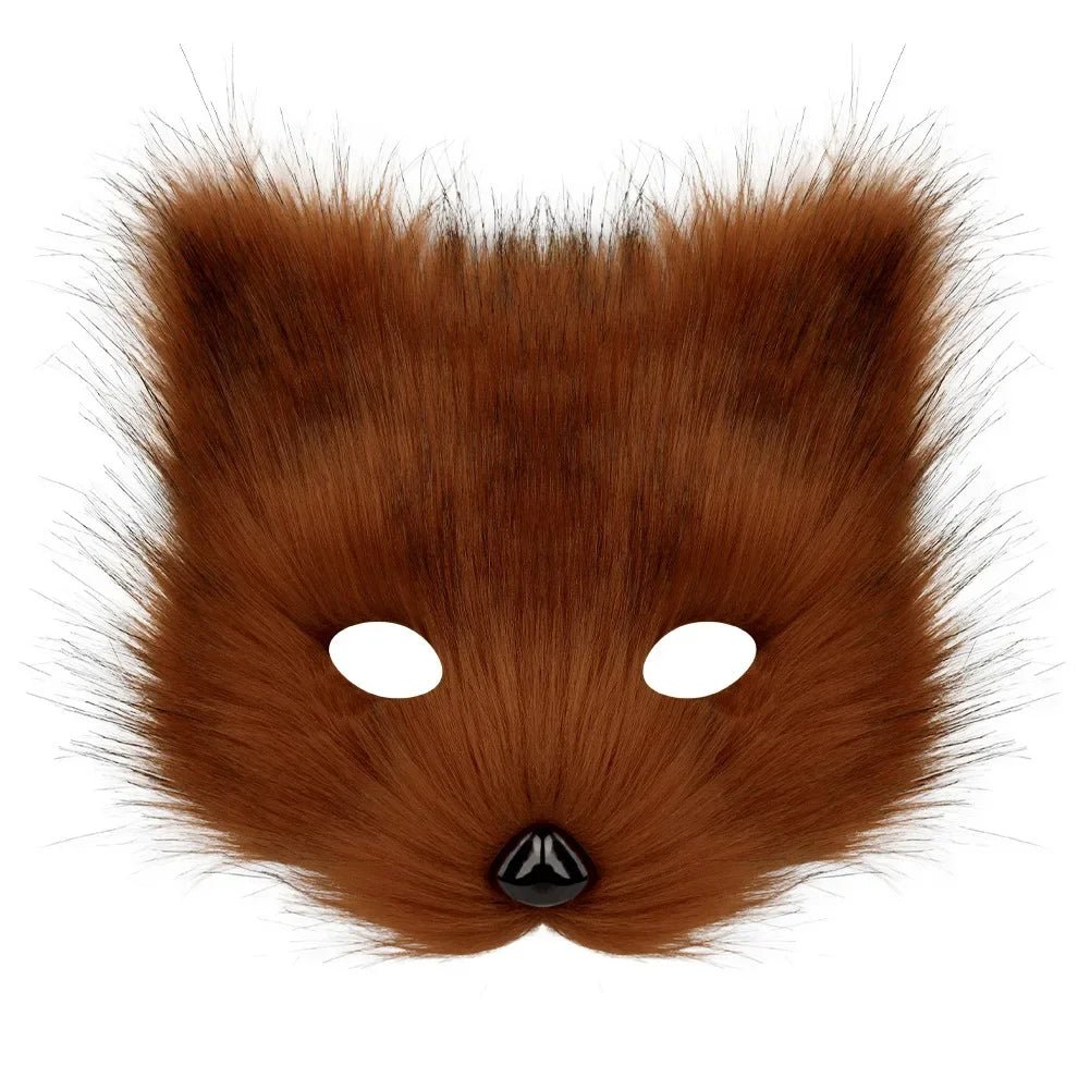 Faux Fur Fox Mask Half Face for Cosplay & Halloween