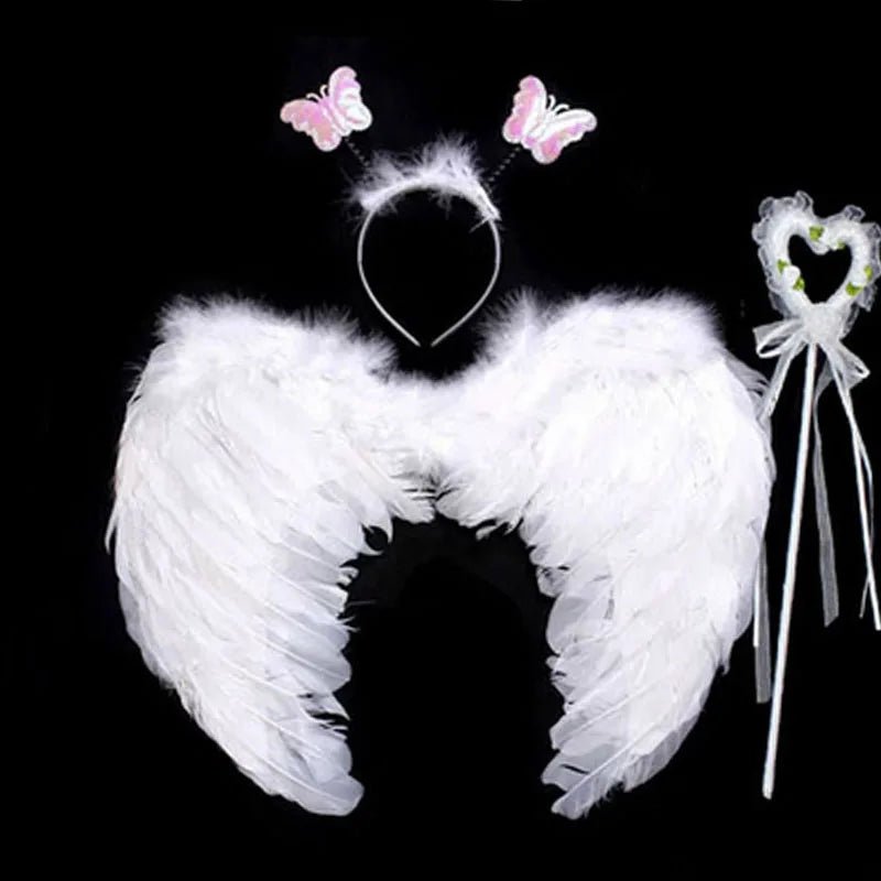 Angel Wings Costume Set With Headband & Magic Wand