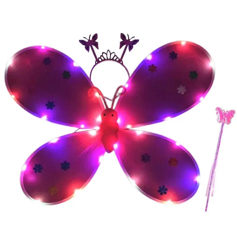 Girls LED Angel Wings Costume Set with Wand & Crown
