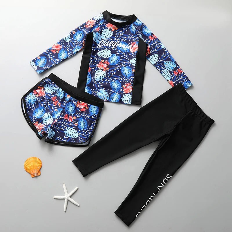3-Piece Girls Split Swimsuit Set | UV Protection & Quick-Dry