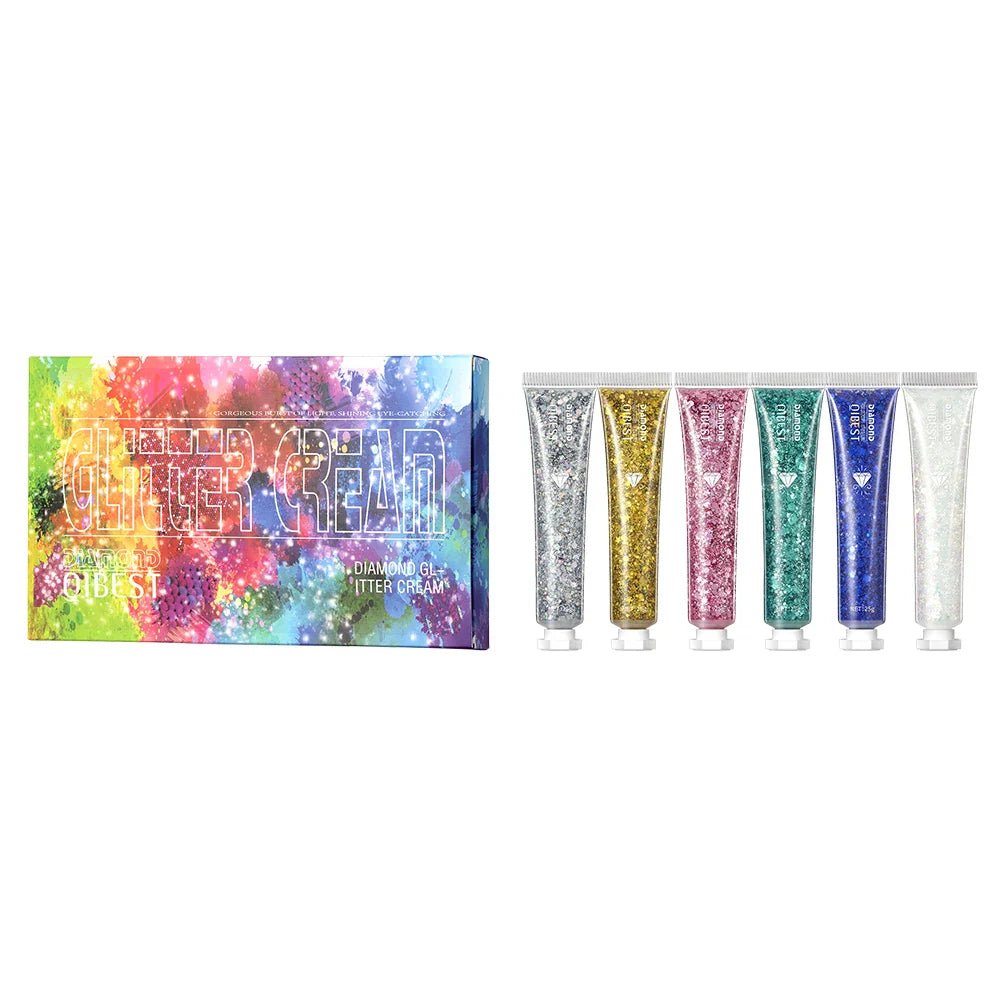 6 Colour Glitter Gel For Eyes - Long-Lasting Shiny Finish
