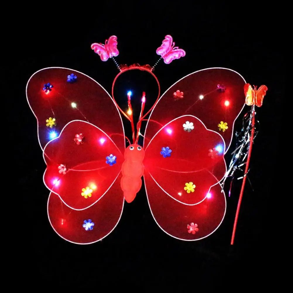 3Pcs Glowing Butterfly Wings Costume Set With LED Lights