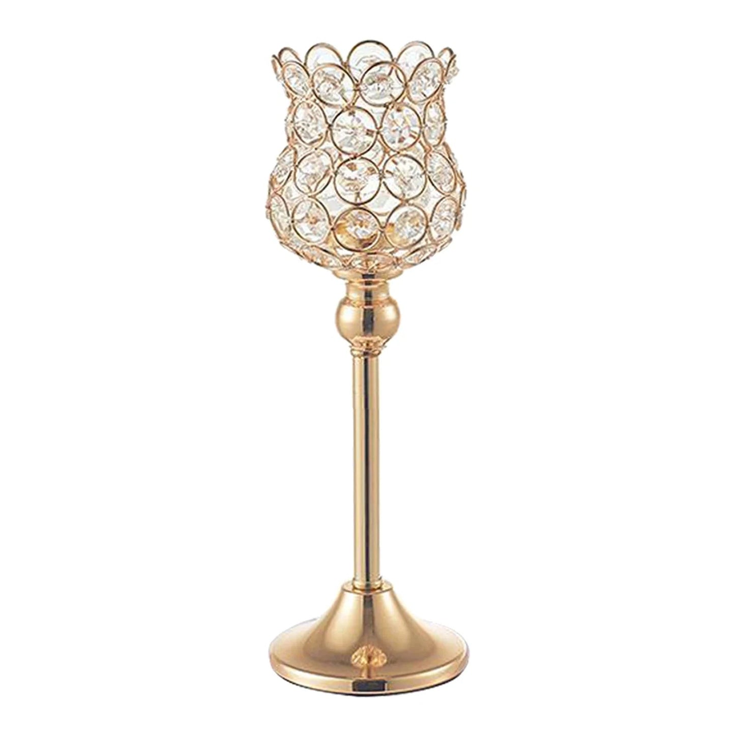 Golden Crystal Candle Holders - Elegant Iron Design for Events