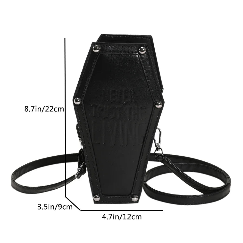 Gothic Coffin Bag - Stylish PU Leather Crossbody for Halloween
