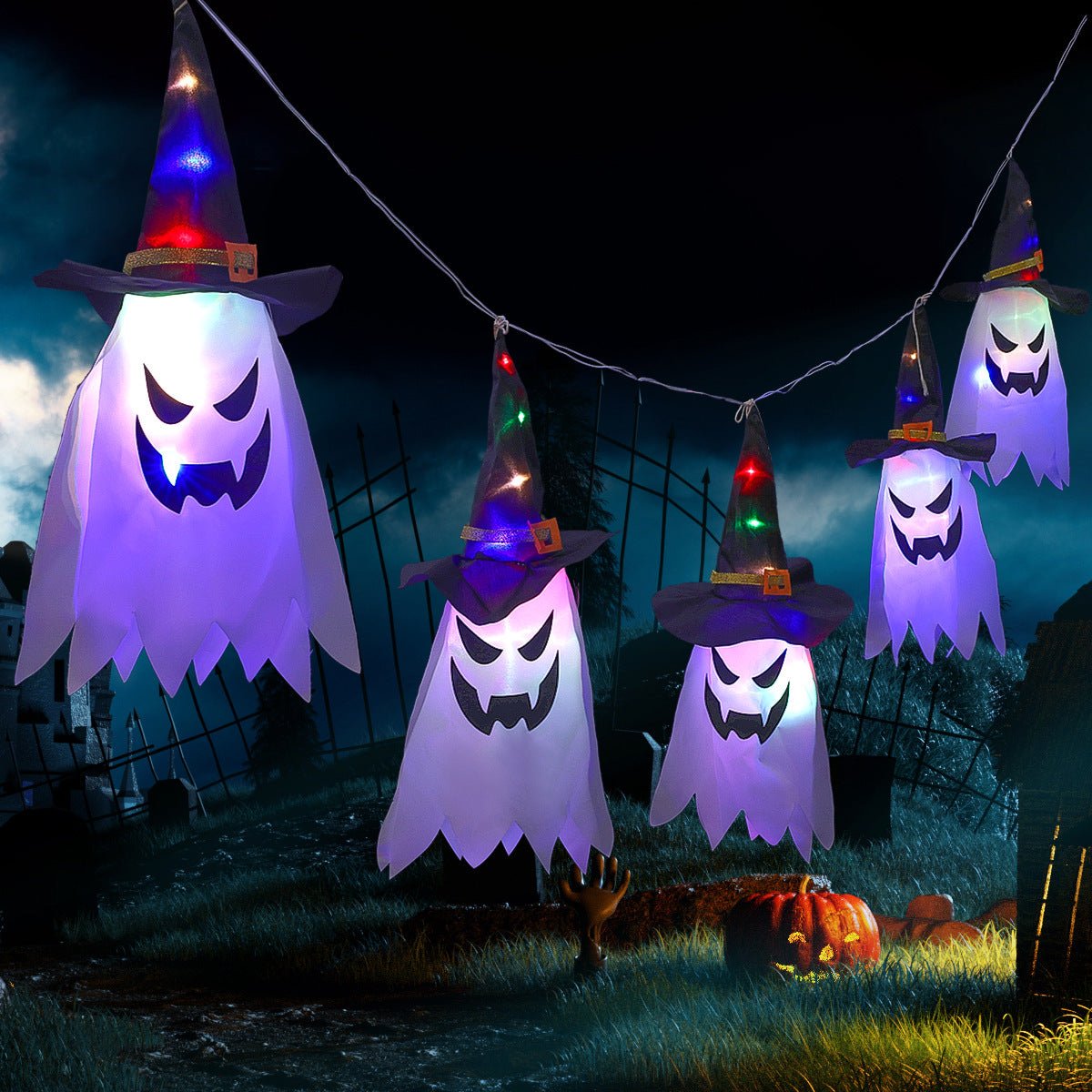 LED Halloween Decorations: Battery-Operated Ghost String Lights