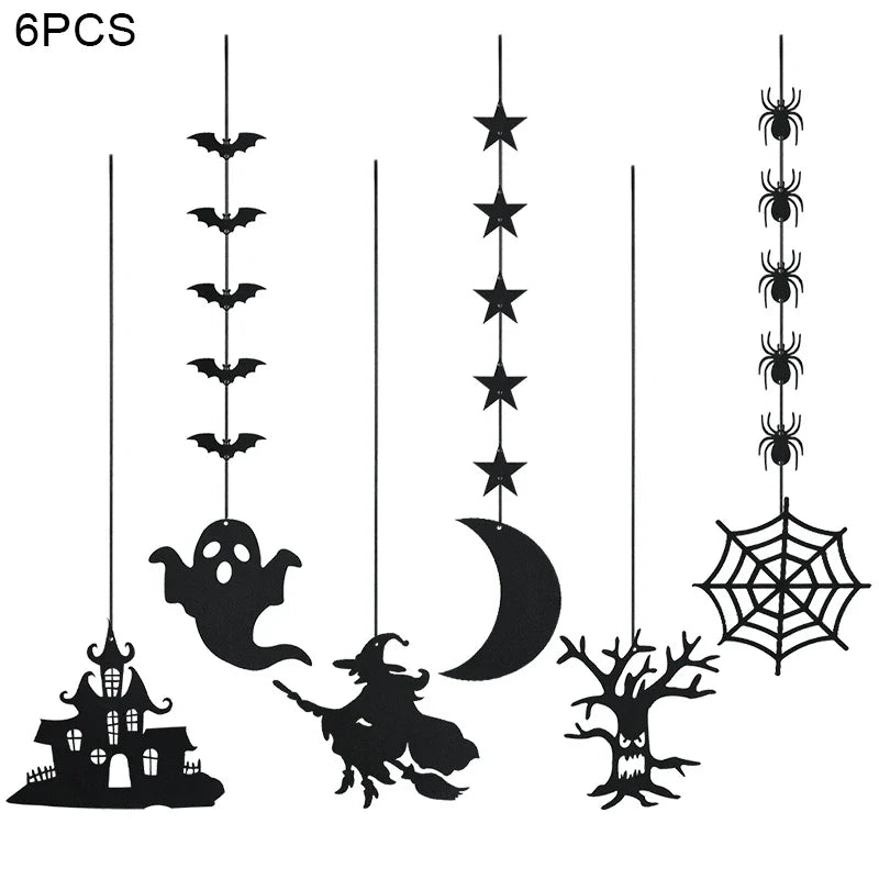 6Pcs Halloween Decoration Garland - Spooky Spider Banners