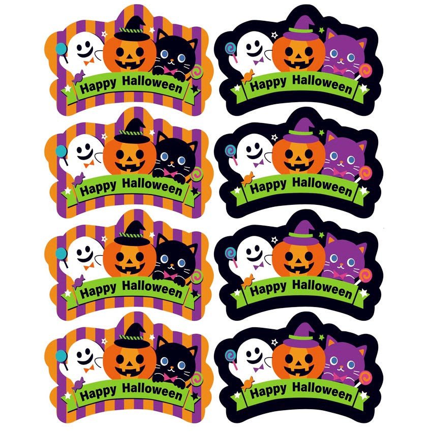 10 Large Halloween Pumpkin Stickers - Vibrant Wall Decals