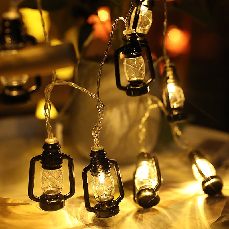 20-LED Halloween String Lights - Retro Kerosene Lamp Decor