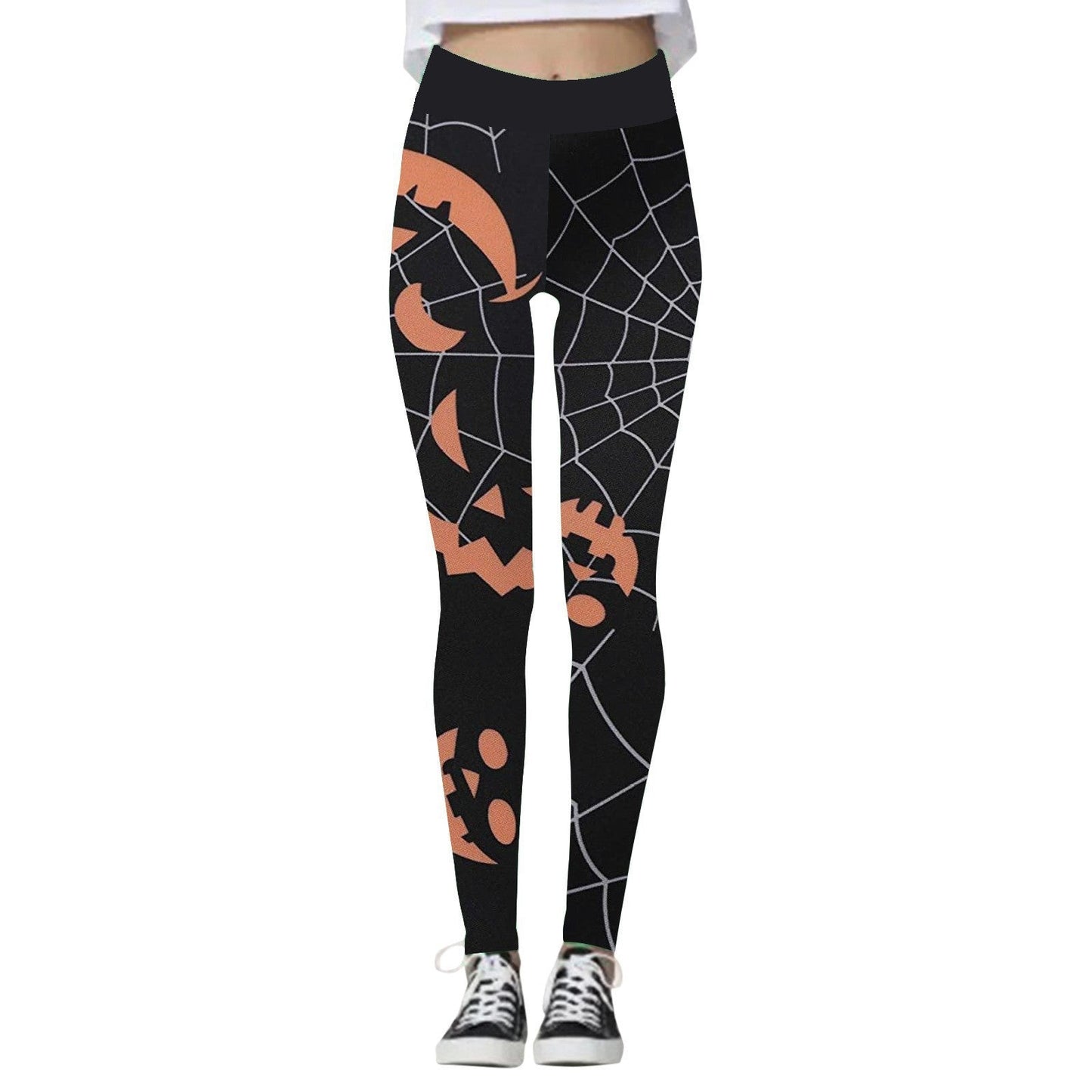 Halloween Yoga Pants For Women - Pumpkin & Skull Designs