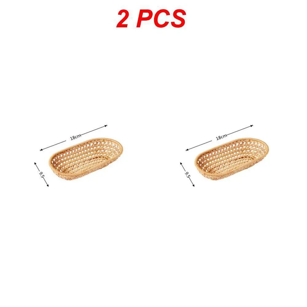 Set Of 3 Handwoven Rattan Trays - Eco-Friendly & Versatile