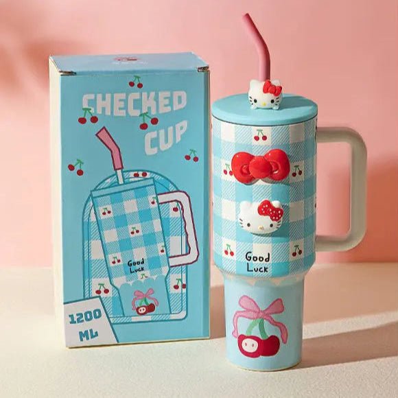 Hello Kitty 1200ml Pink Blue Insulated Tumbler for Kids