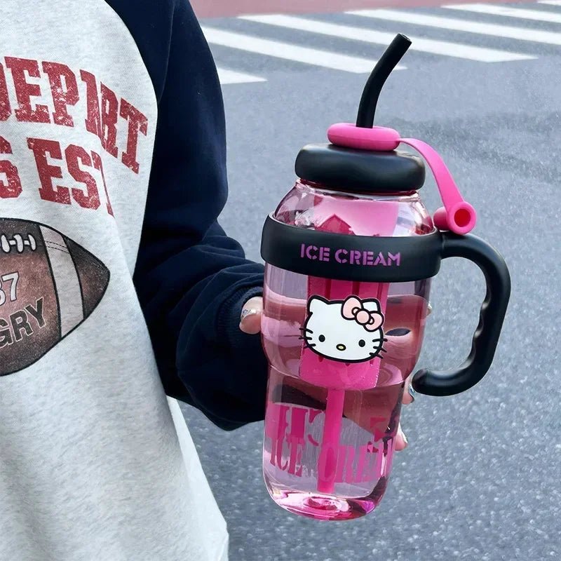 Hello Kitty Water Cup 1300ML with Straw - Cute Anime Design