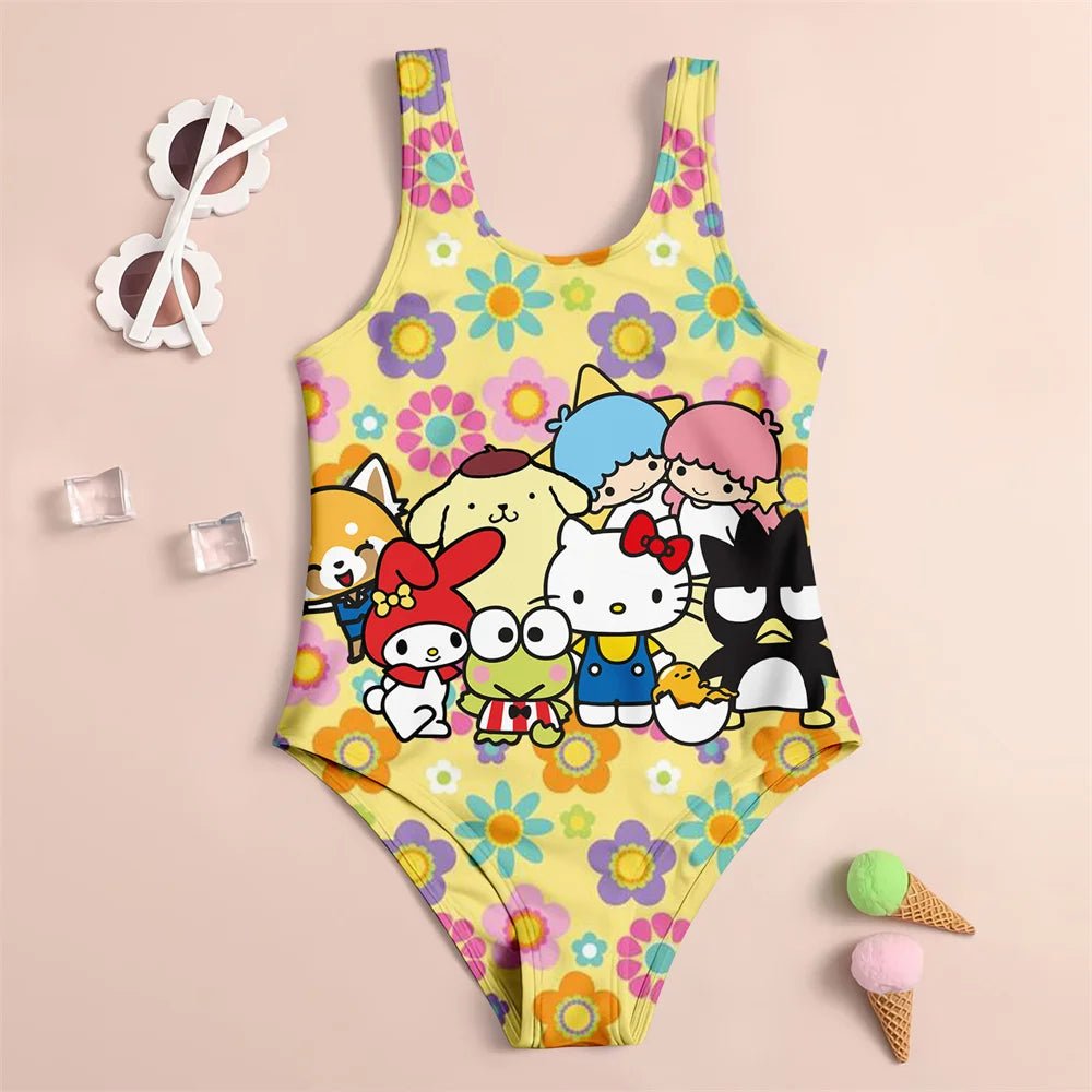 Hello Kitty Girls One-Piece Swimsuit - Cute Summer Swimwear
