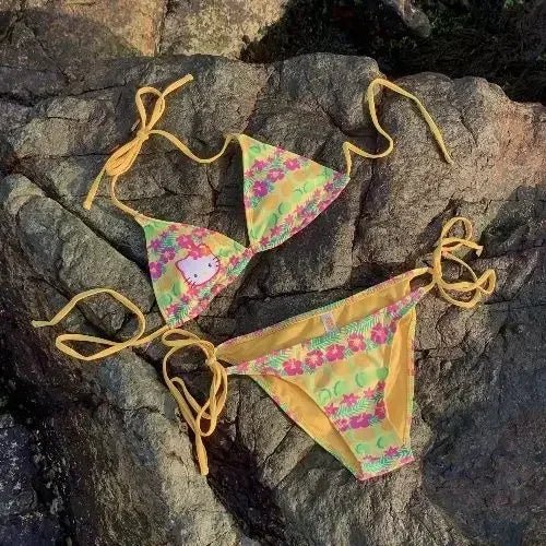 Cute Anime Swimwear: Hello Kitty 2-Piece Bikini Set