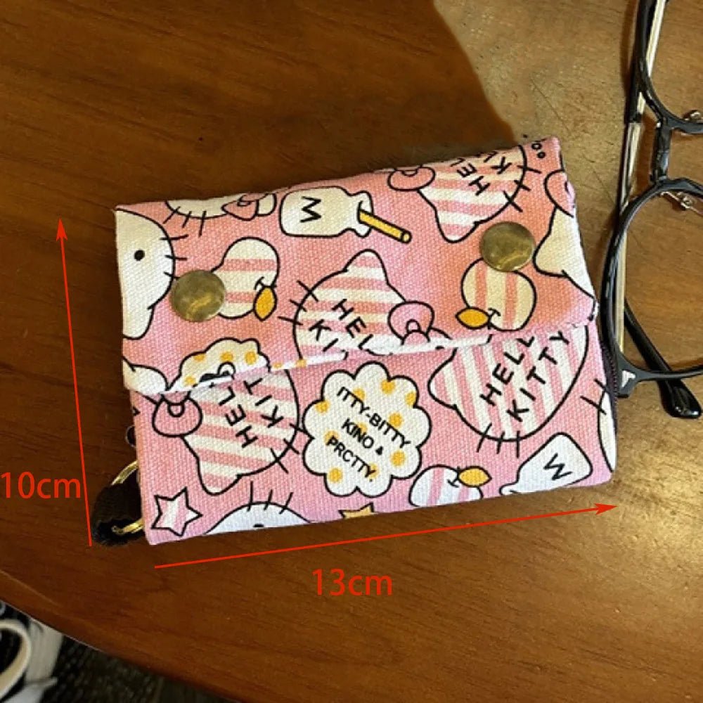 Hello Kitty Wallet - Cute Canvas Card Holder with 6 Slots
