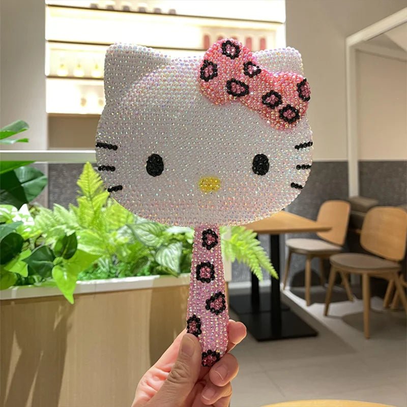 Kawaii Hello Kitty Crystal Vanity Mirror - Pink Rhinestones