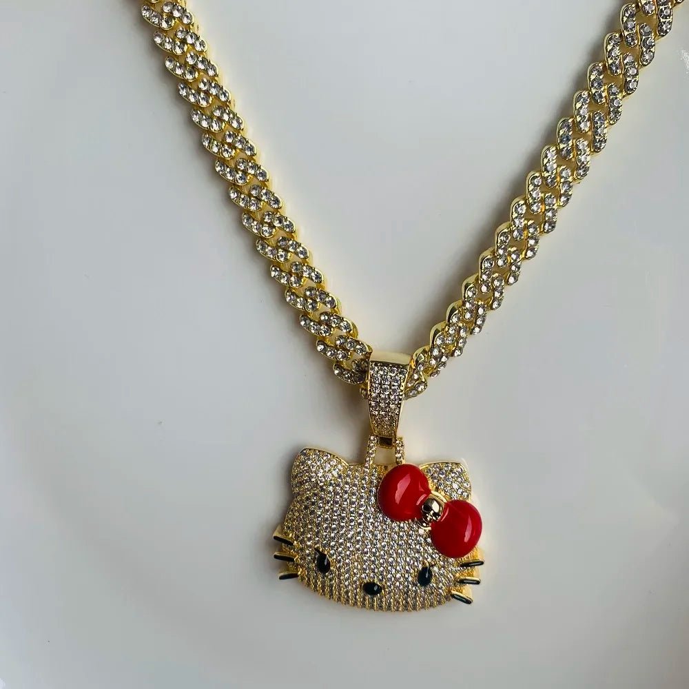 Hello Kitty Jewelry Gift: Diamond Pendant on Cuban Chain