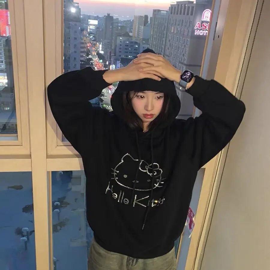 Hello Kitty Velvet Hoodie for Women | Luxe Autumn Coat
