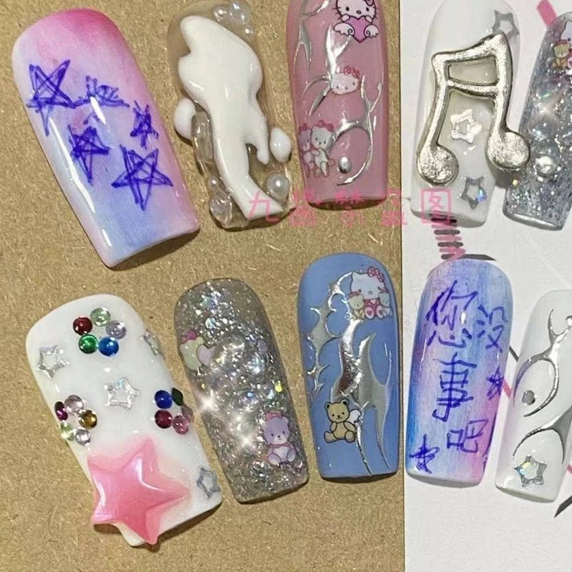 Cute Nail Designs: Handmade Hello Kitty Press-On Nails