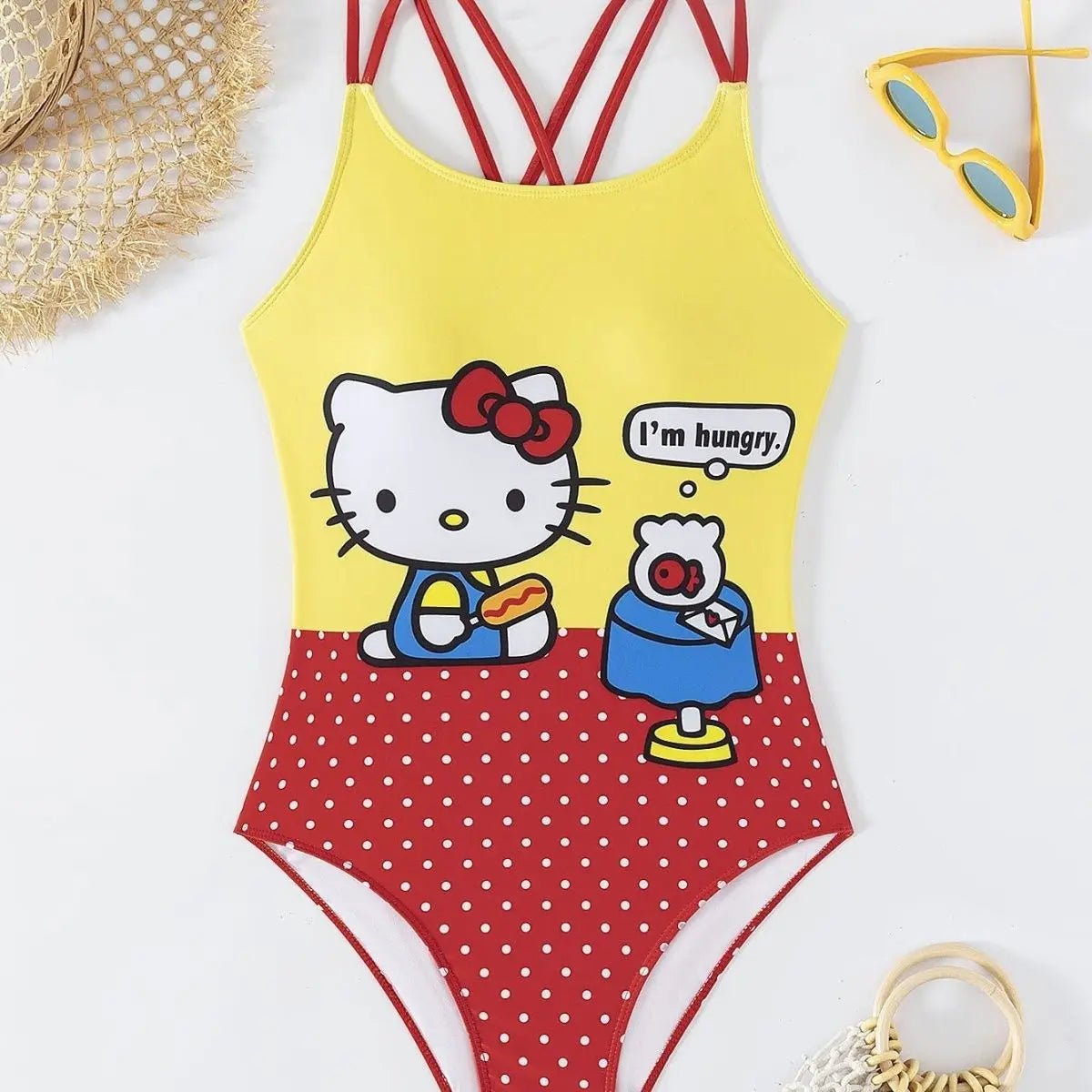 Cute Summer Swimwear: Hello Kitty Girls One-Piece Swimsuit