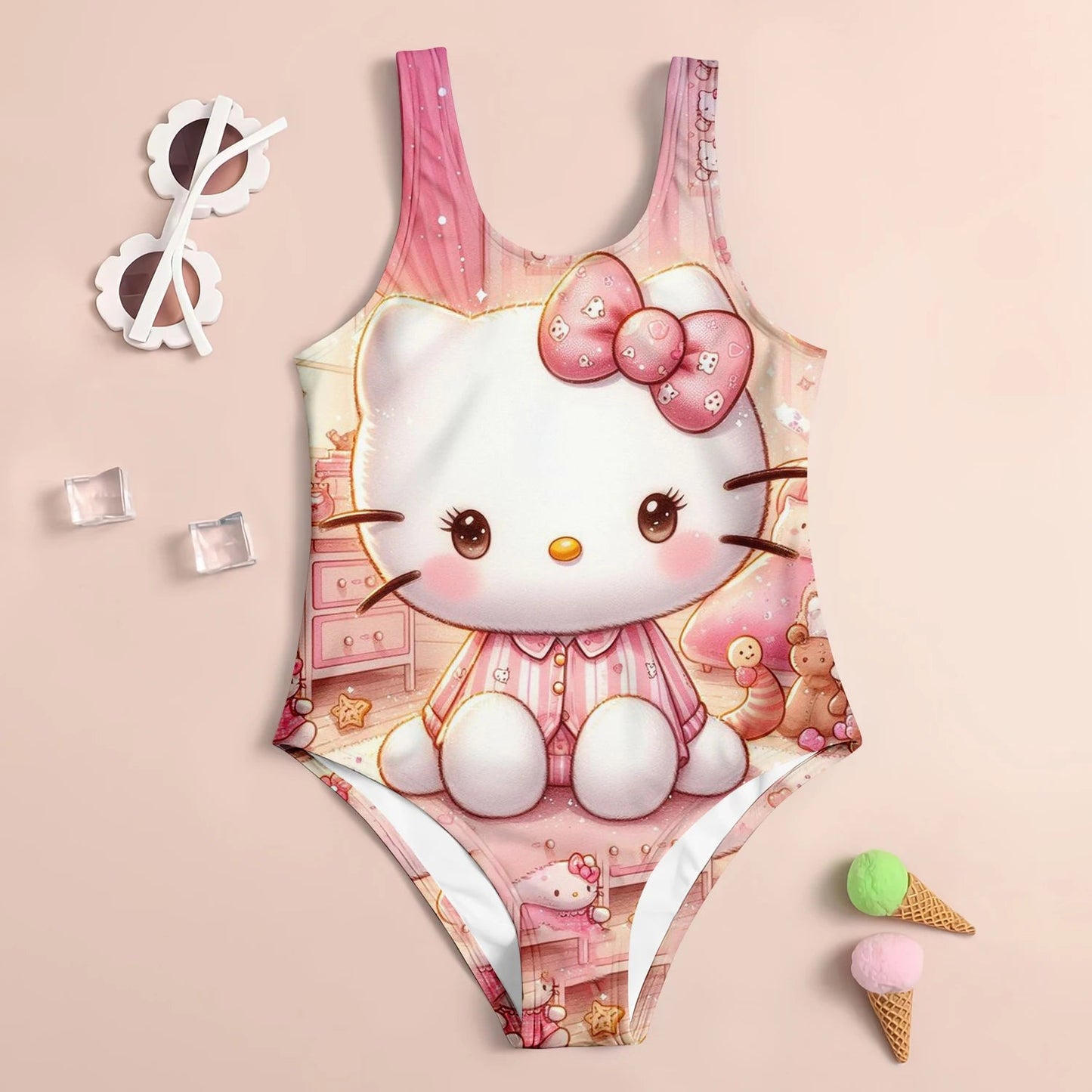 Girls 3D Swimsuit - Hello Kitty UV Protection Beachwear