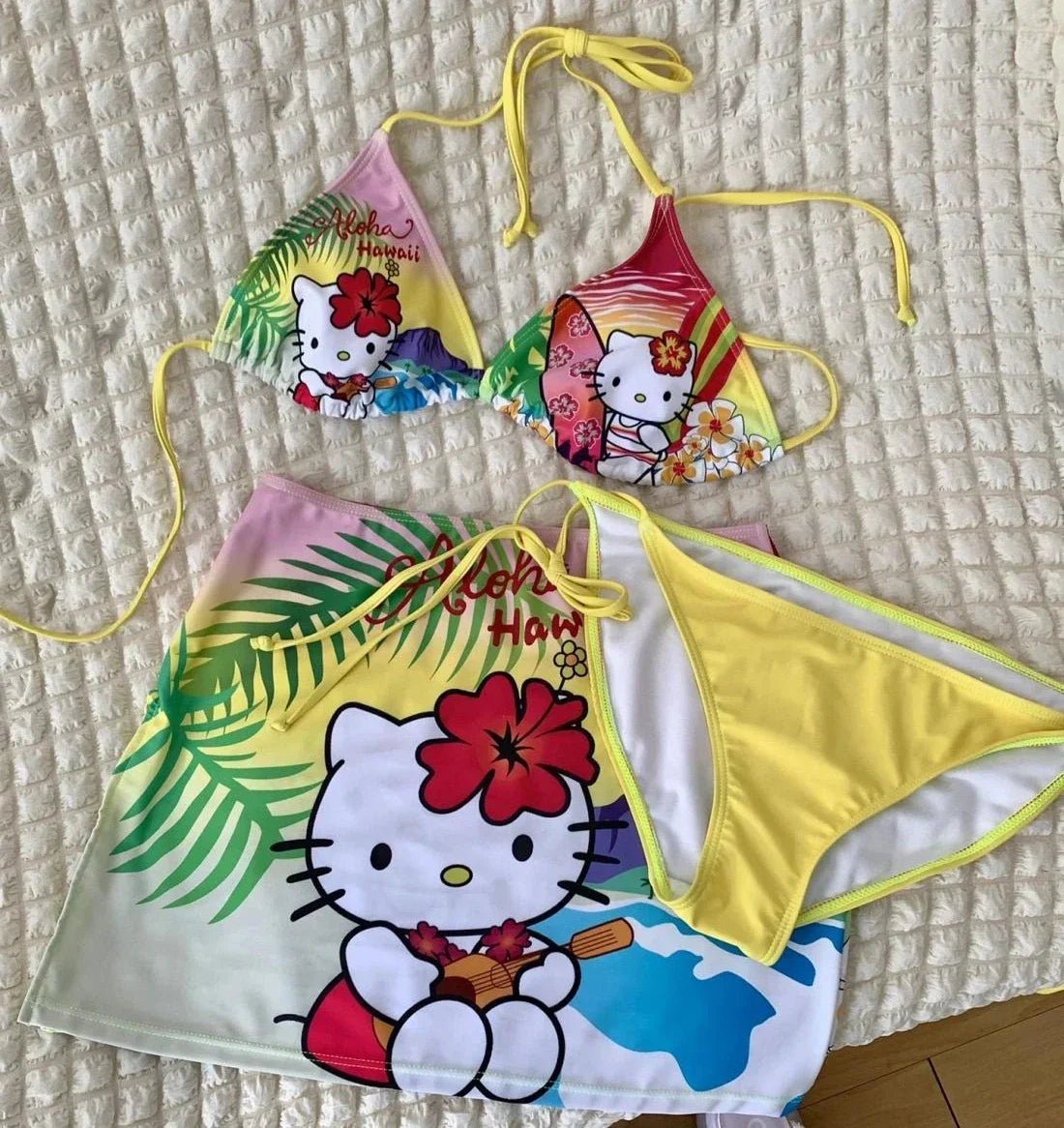 Hello Kitty Tropical Bikini For Summer - Kawaii Push-Up Swimsuit