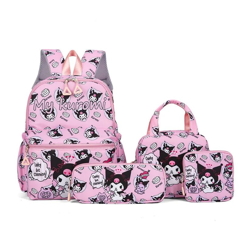 Cute Kids Backpack - Hello Kitty Kuromi 4-Piece Set