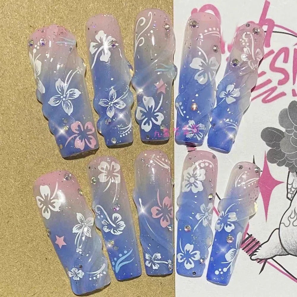 Y2K Leopard Print Nails Set - Handmade Reusable Press-Ons