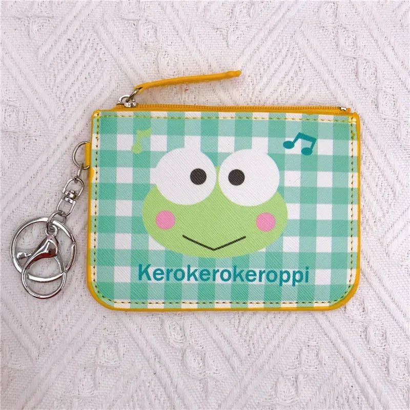 Hello Kitty Coin Purse Keychain - Stylish Plaid Card Holder