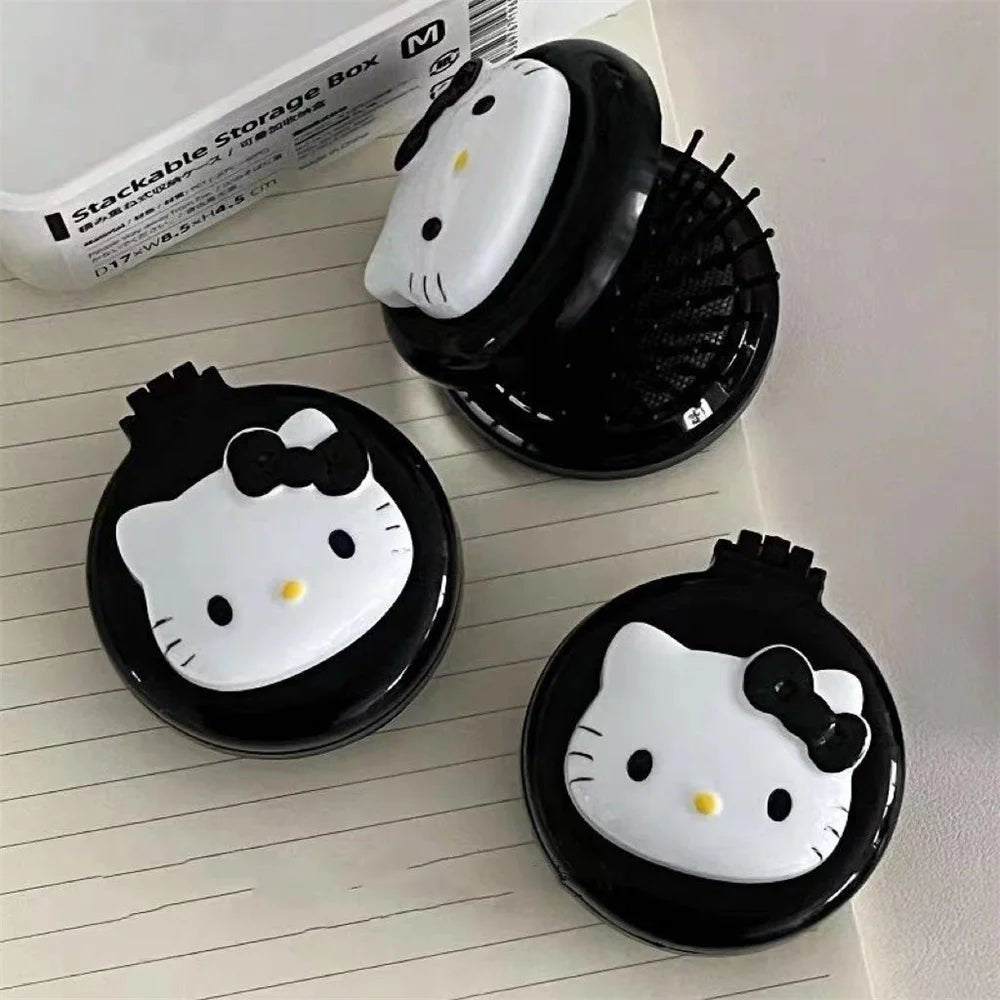 Hello Kitty Folding Mirror Comb - Compact Anime Hair Accessory