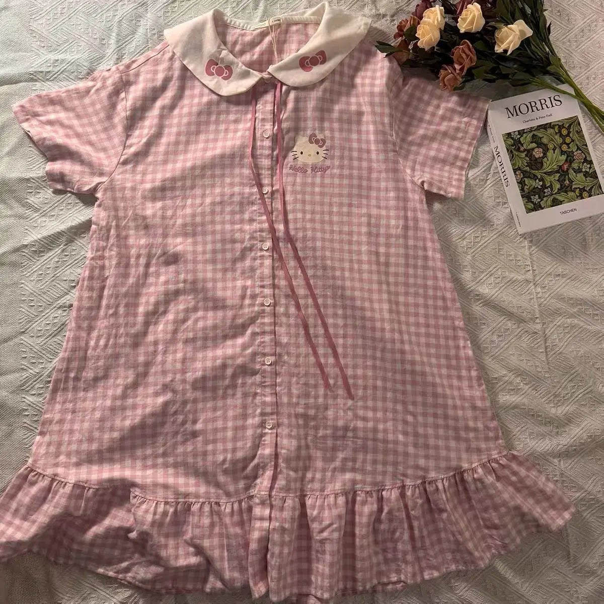 Hello Kitty Short Sleeve Nightdress | Kawaii Summer Sleepwear