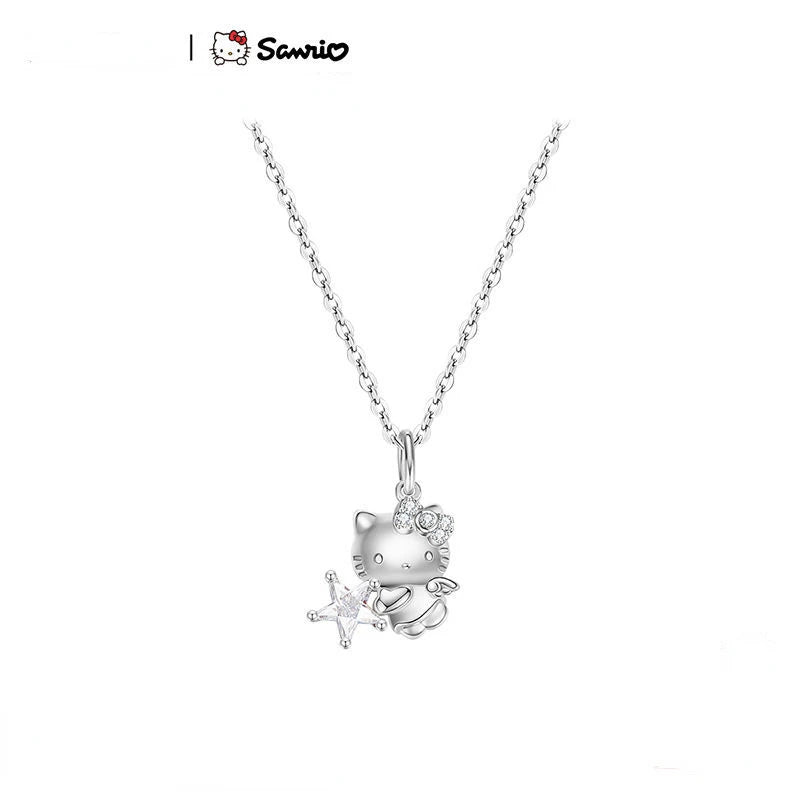Hello Kitty Sterling Silver Jewelry Necklace with Kuromi Pendant