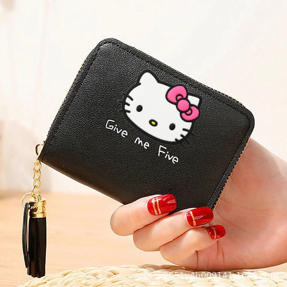 Cute Wallets for Girls - Hello Kitty Design with Zipper Closure