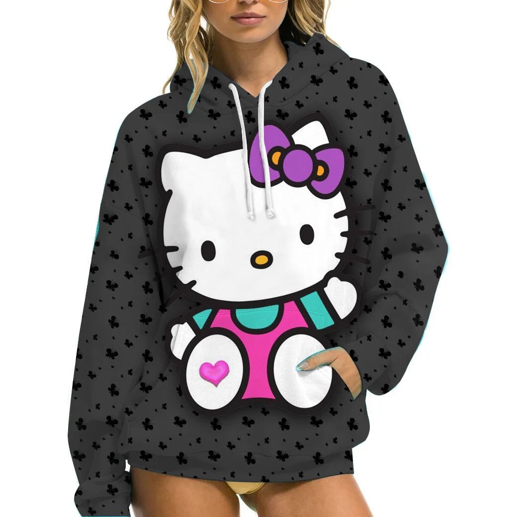 Cute Winter Hoodie | Hello Kitty Women's Pullover with Pockets