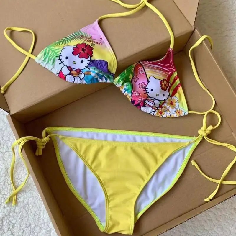 Y2K Bikini Set - Hello Kitty 3D Anime Two-Piece Swimsuit