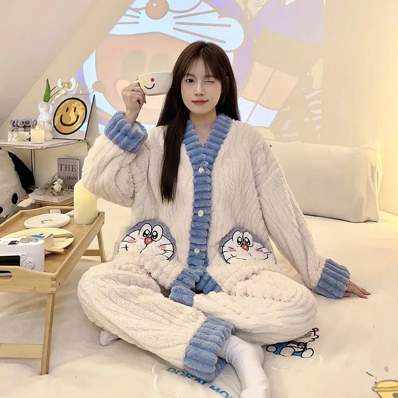 Kawaii Hello Kitty Y2K Bathrobe Style Pajama Set for Girls