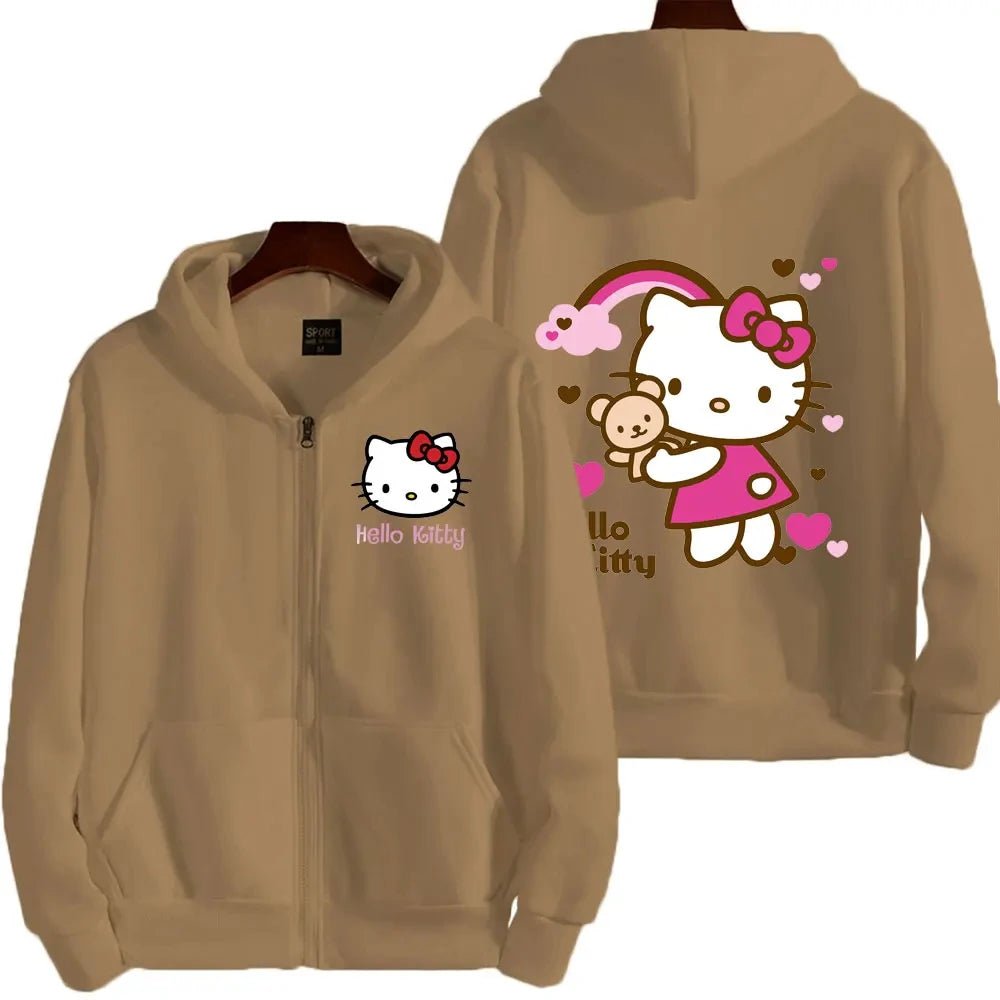 Hello Kitty Sweatshirt | Cute Zipper Hoodie for Spring & Autumn