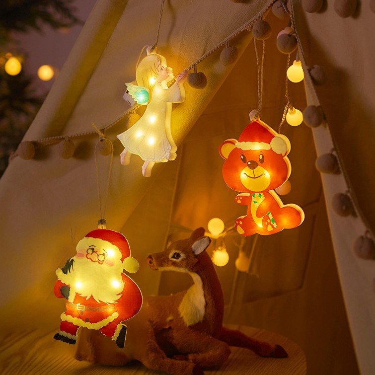 Holiday Hanging Lights - Charming Angel, Snowman, Tree Designs