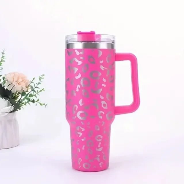 40Oz Insulated Stainless Steel Mug - Ergonomic Handle & Straw