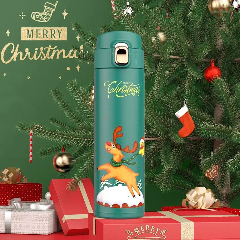 Kids Thermos Bottle - 304 Stainless Steel, Christmas Elk & Snowman