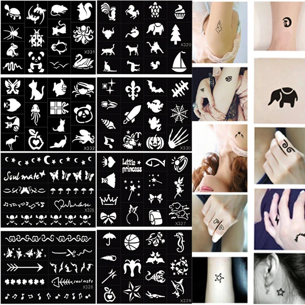 102-Piece Glitter Tattoo Stencil Kit for Kids' Face & Body Art