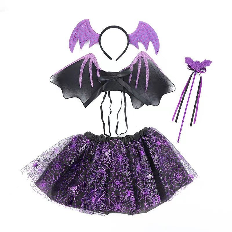 Kids Bat And Spider Costume Set - 4-Piece Halloween Outfit