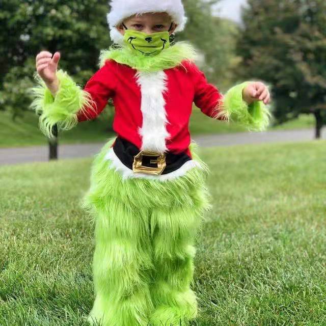 Vibrant Green Halloween Party Outfit – Comfy Cotton Set for Kids