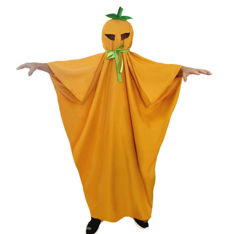Kids Pumpkin Costume - Adorable Unisex Cloak in Bright Orange