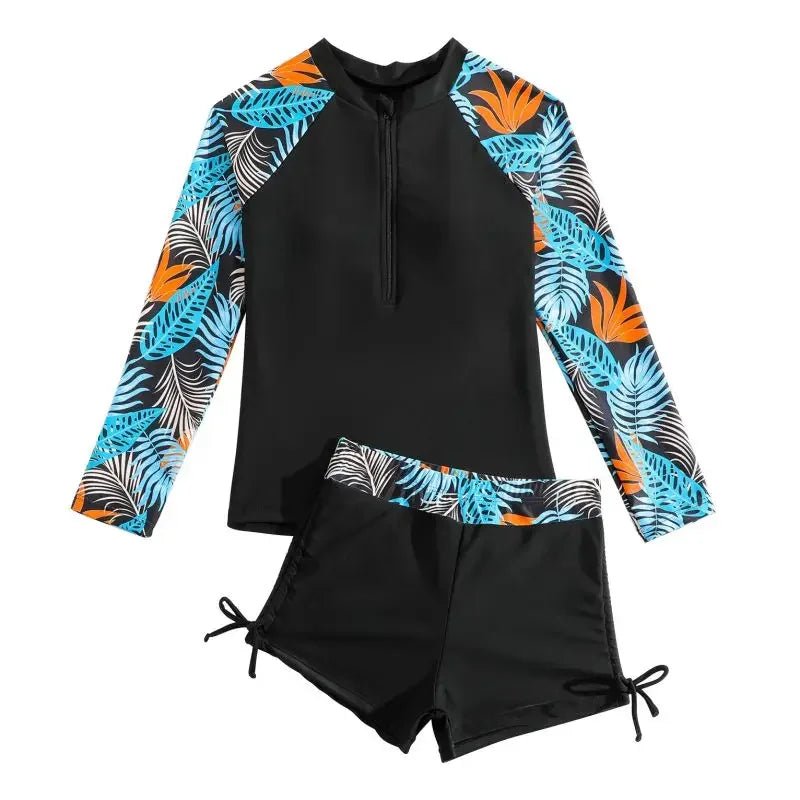 Girls Two-Piece Swimsuit With UV Protection & Comfy Shorts