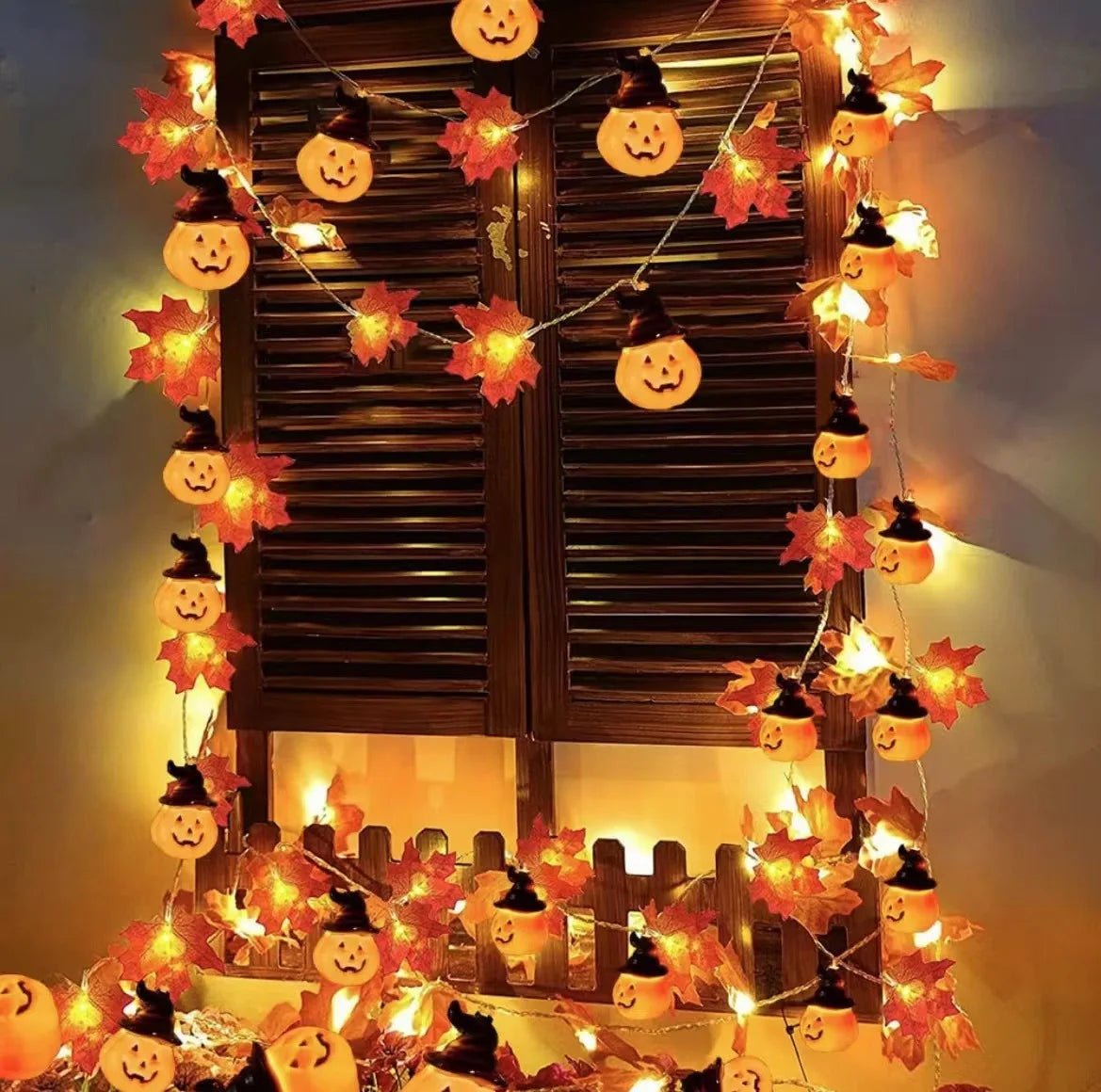 15M LED Maple Leaves Lights and Pumpkins for Autumn Decor