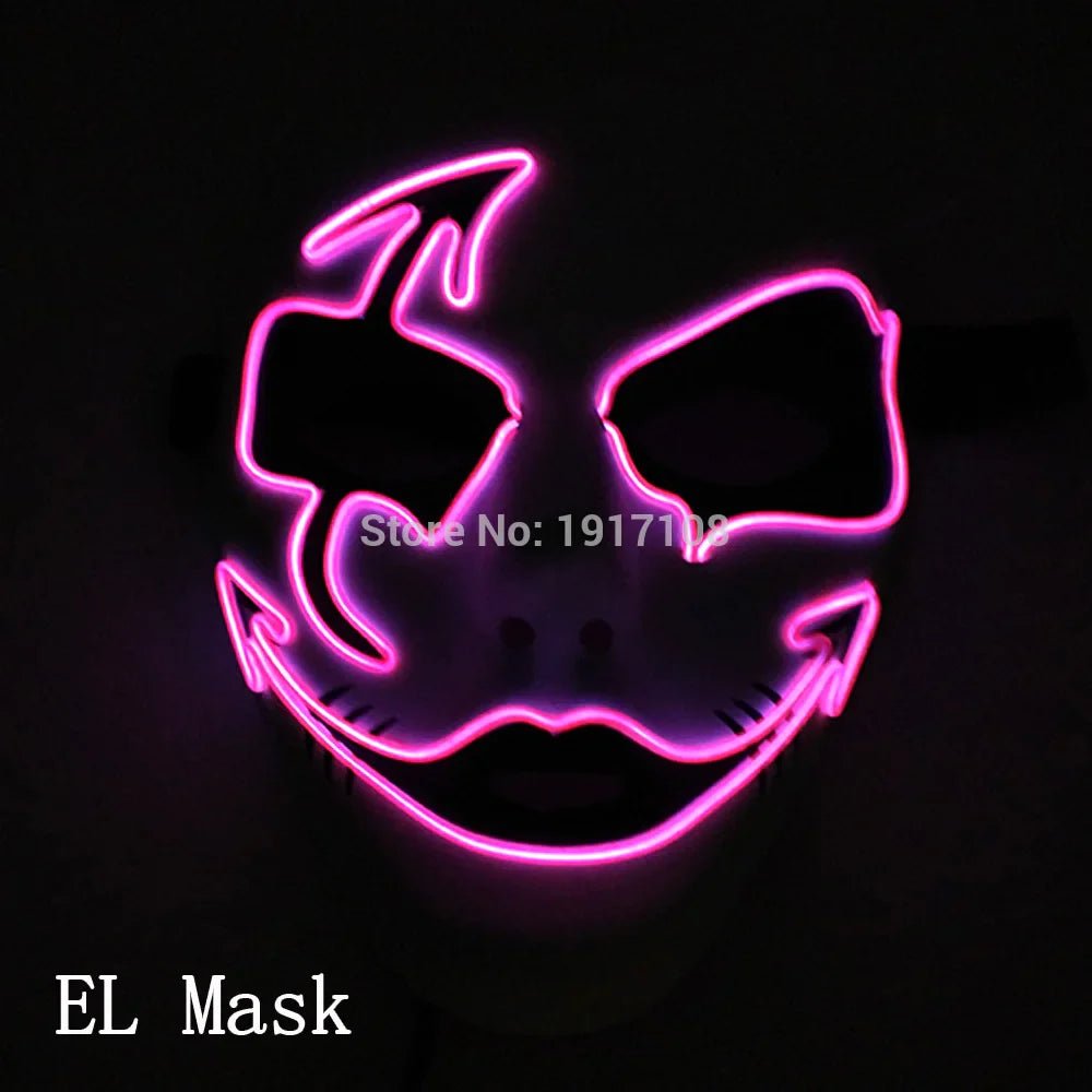 Cosplay Neon Mask – Light Up LED Horror Mask, Adjustable